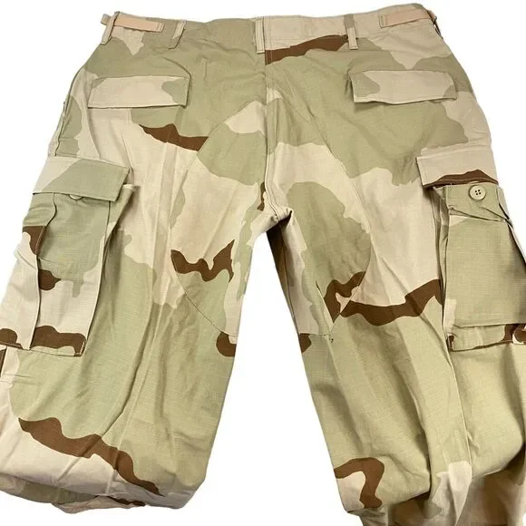 US Army Cargo Pants Men XL Green Camouflage Flat Front Drawstring Leg Button Fly - Picture 15 of 16